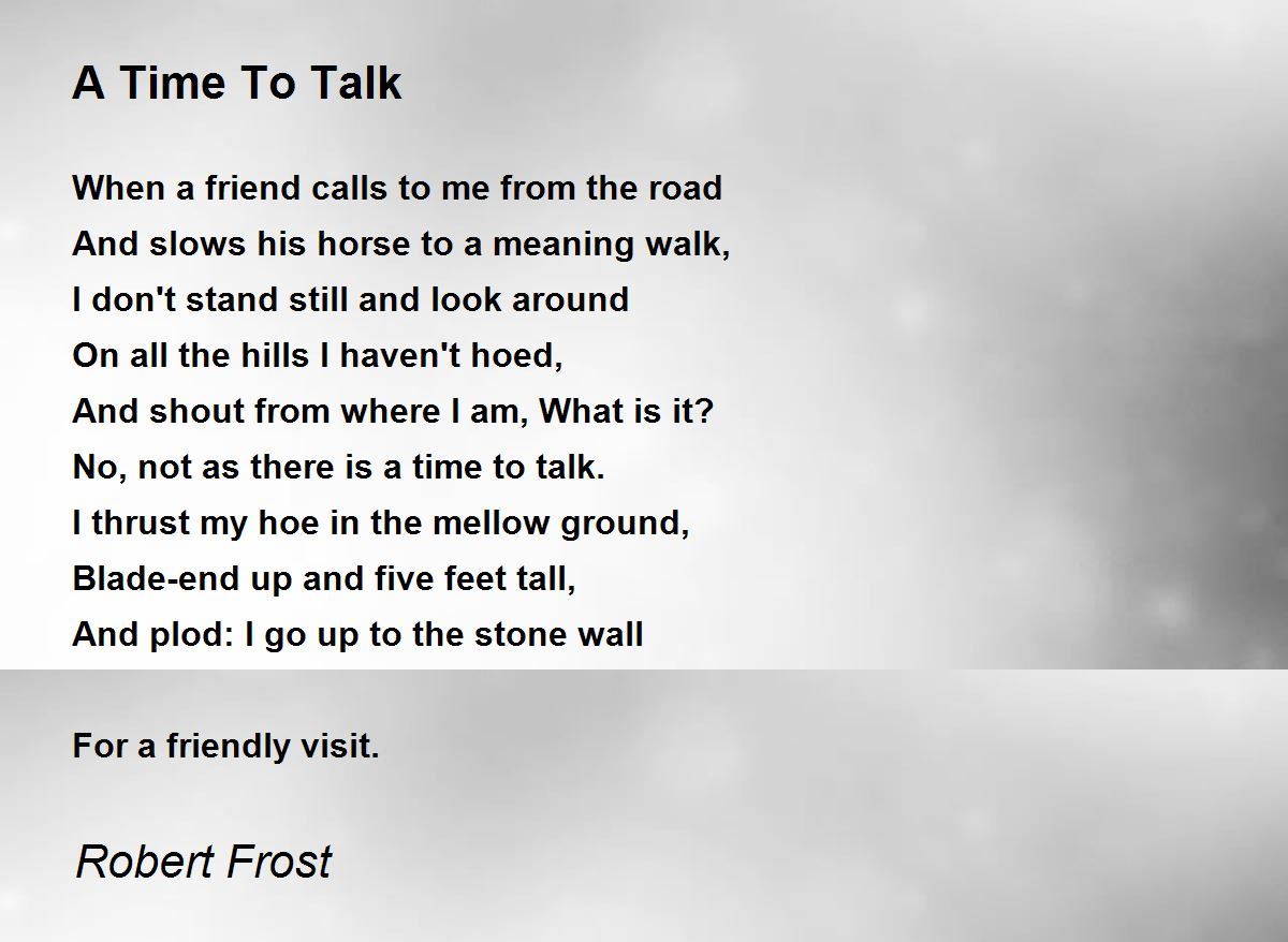 robert frost a time to talk