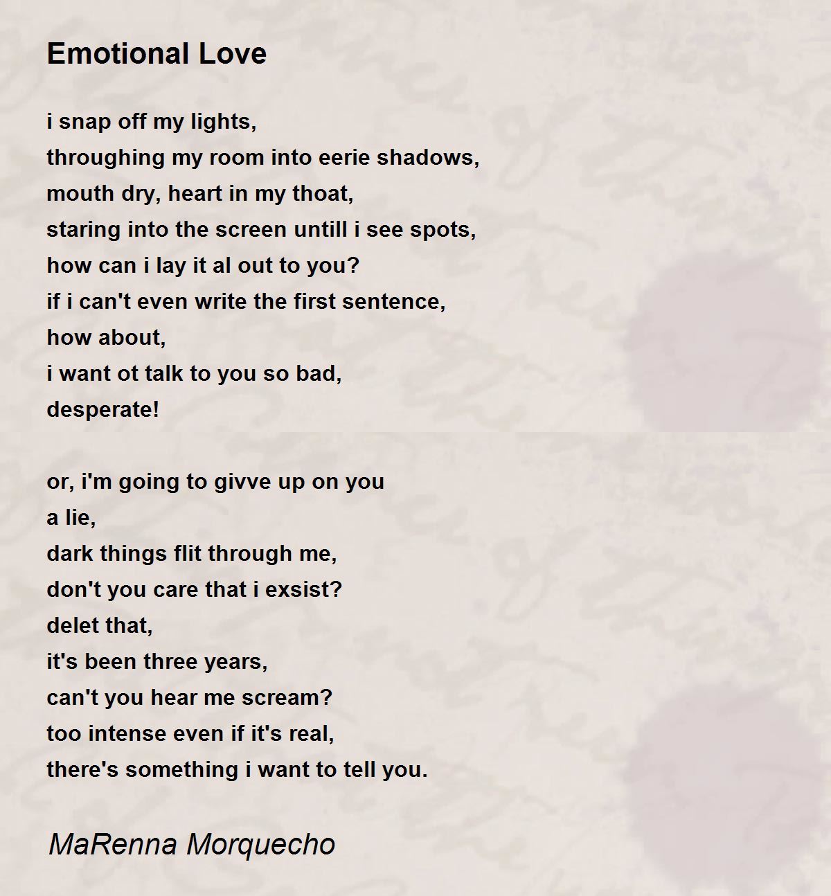 Emotional Love - Emotional Love Poem by MaRenna Morquecho