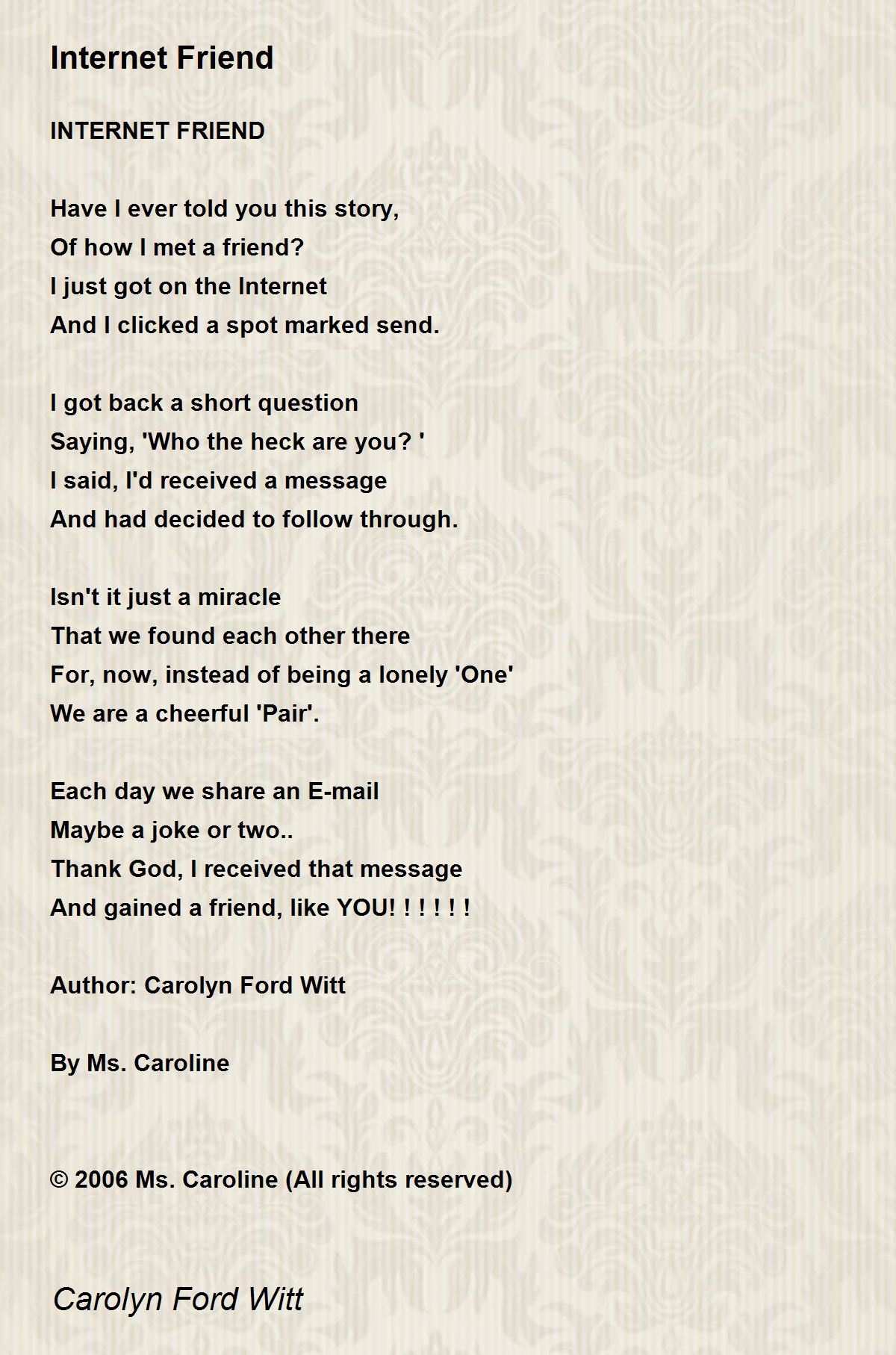 My Internet Friend - My Internet Friend Poem by