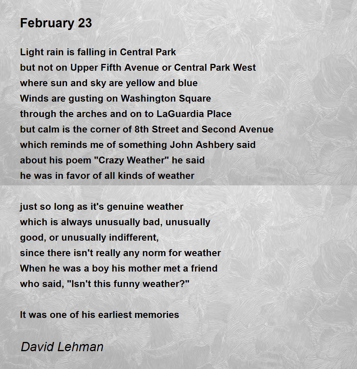 February 23 - February 23 Poem by David Lehman