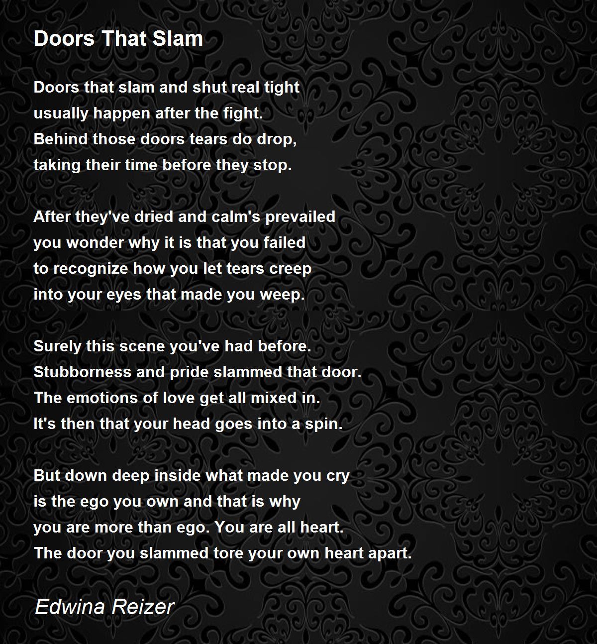 Doors That Slam Poem By Edwina Reizer
