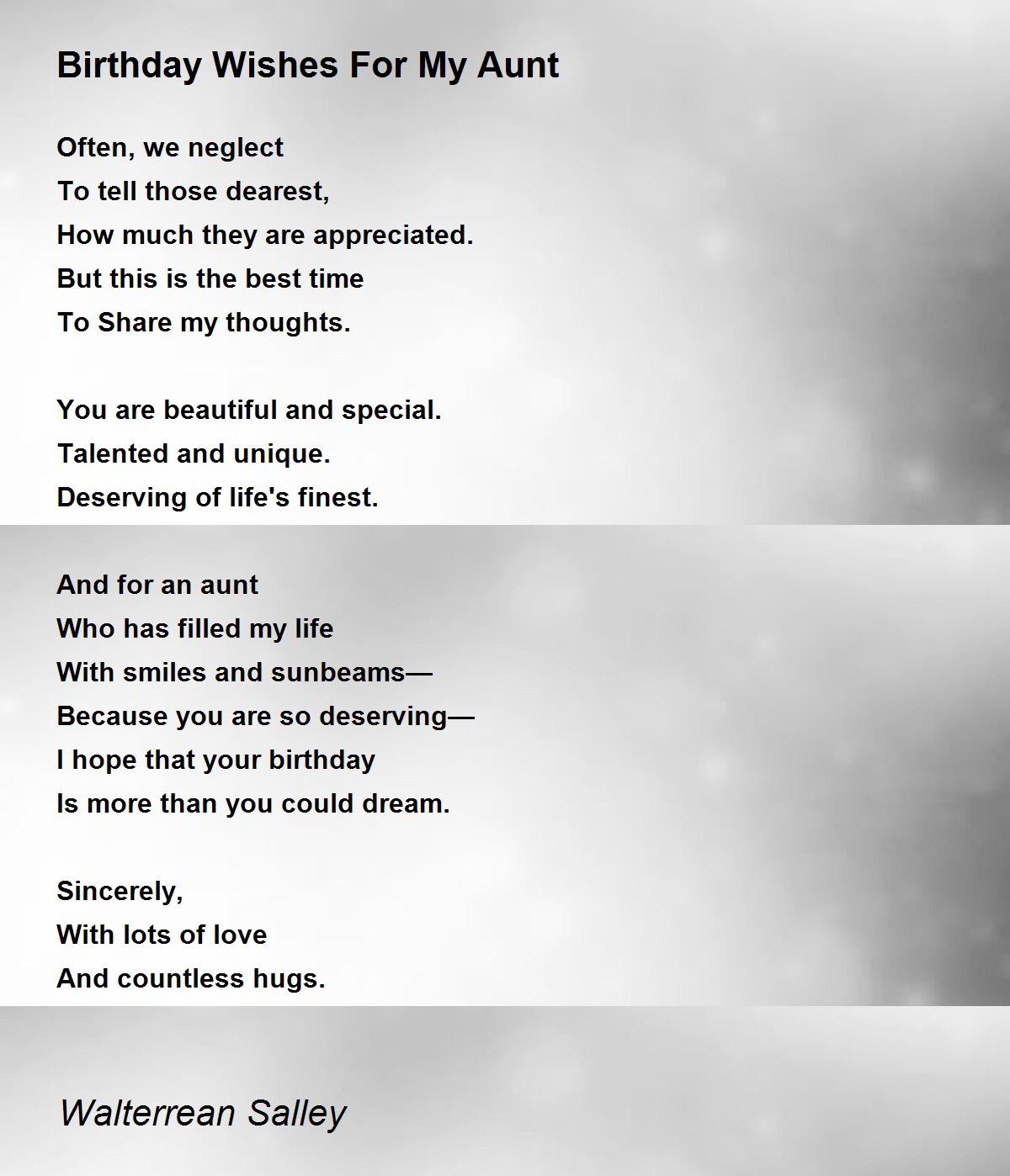 Birthday Wishes For My Aunt Poem By