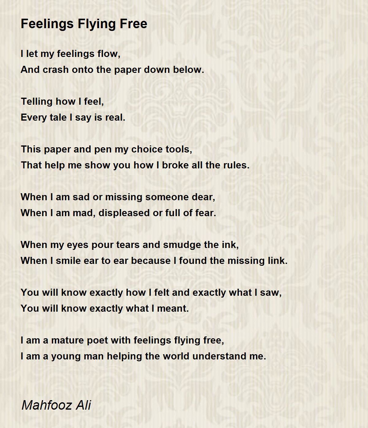 Feelings Flying Free - Feelings Flying Free Poem by Mahfooz Ali