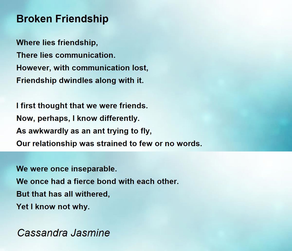 bad friendship poems