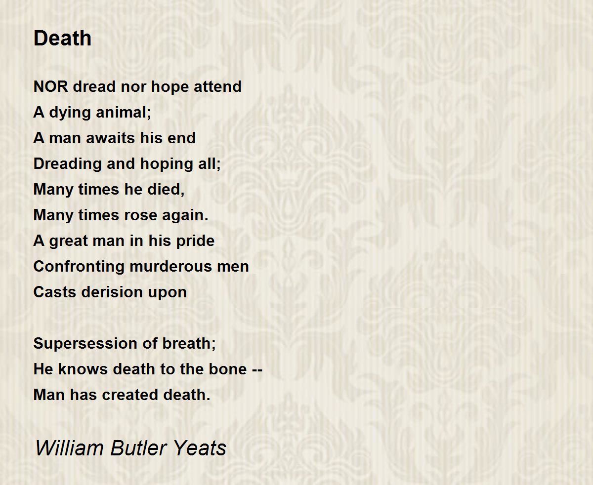 Death Death Poem By William Butler Yeats