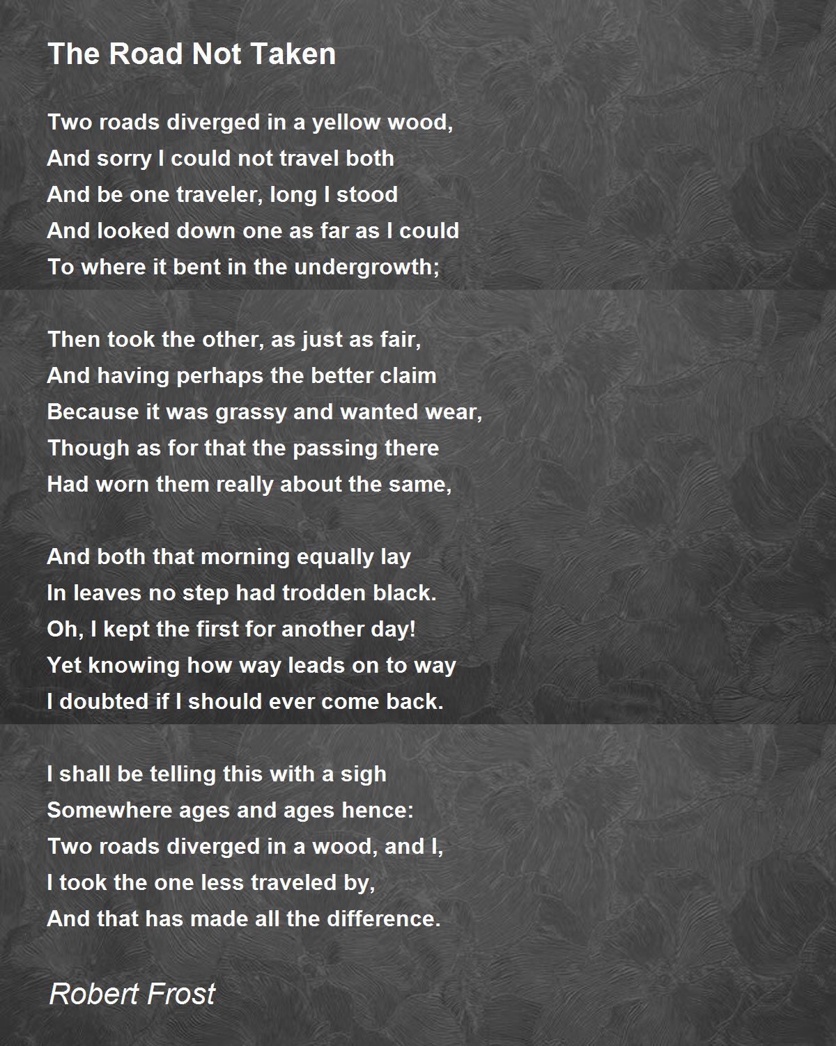 The Road Not Taken Poem By Robert Frost Meaning Infoupdate