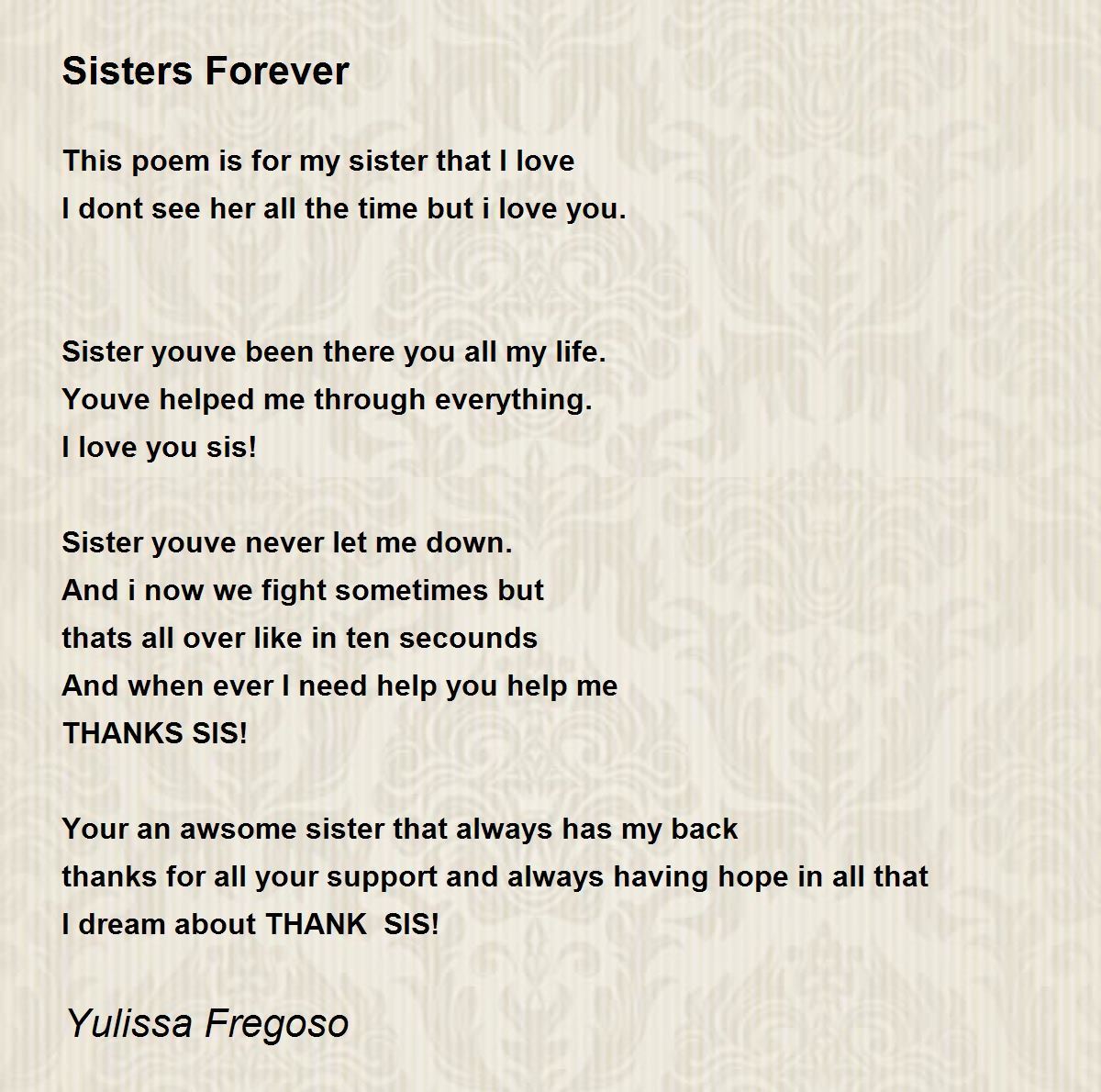 best sisters forever poems