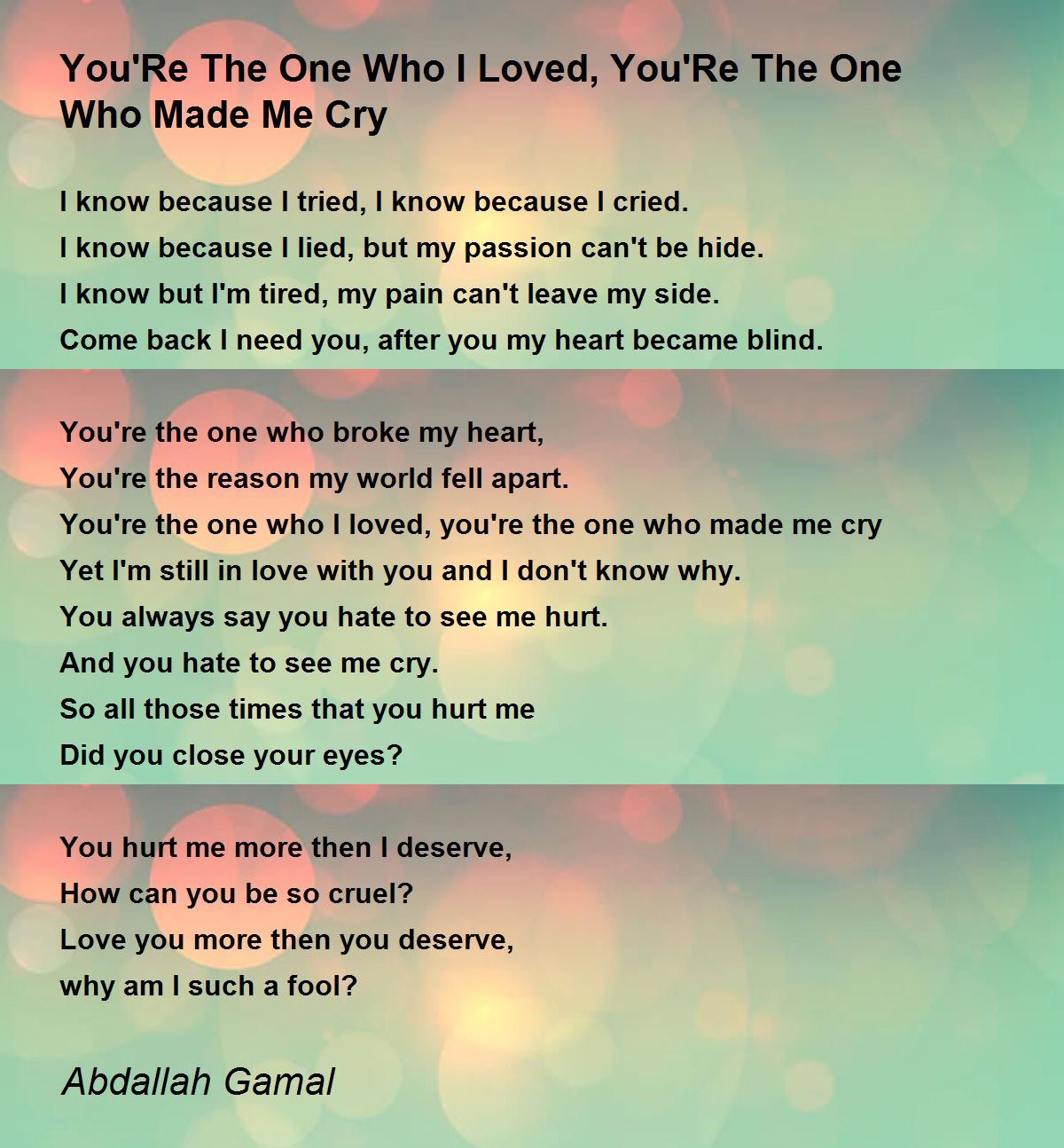 Me Cry Poem By Abd Gamal