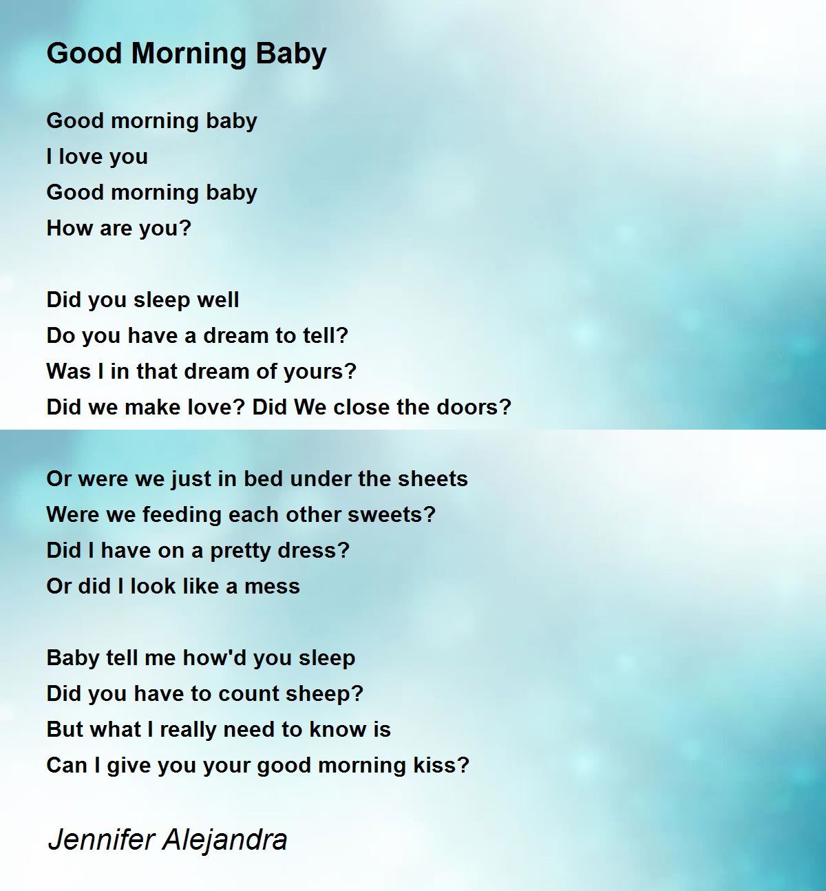 Good Morning Baby - Good Morning Baby Poem by Jennifer Alejandra