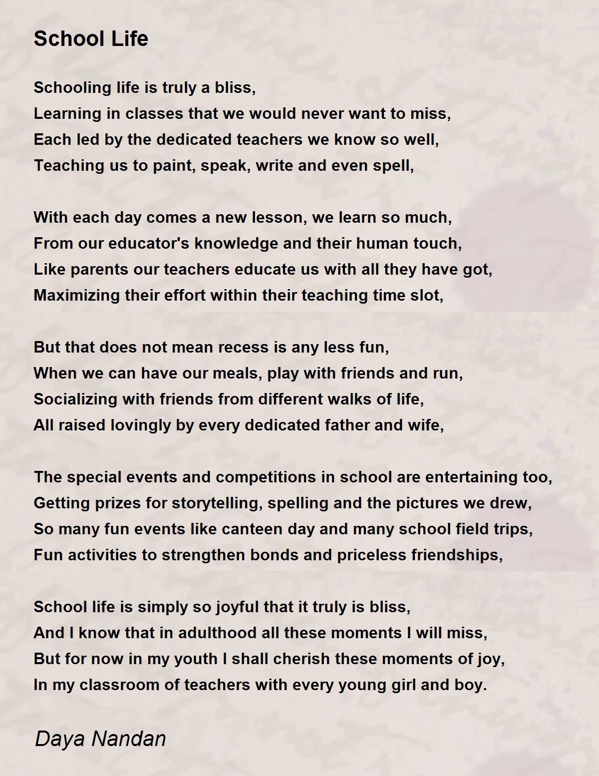 School Life - School Life Poem by Daya Nandan