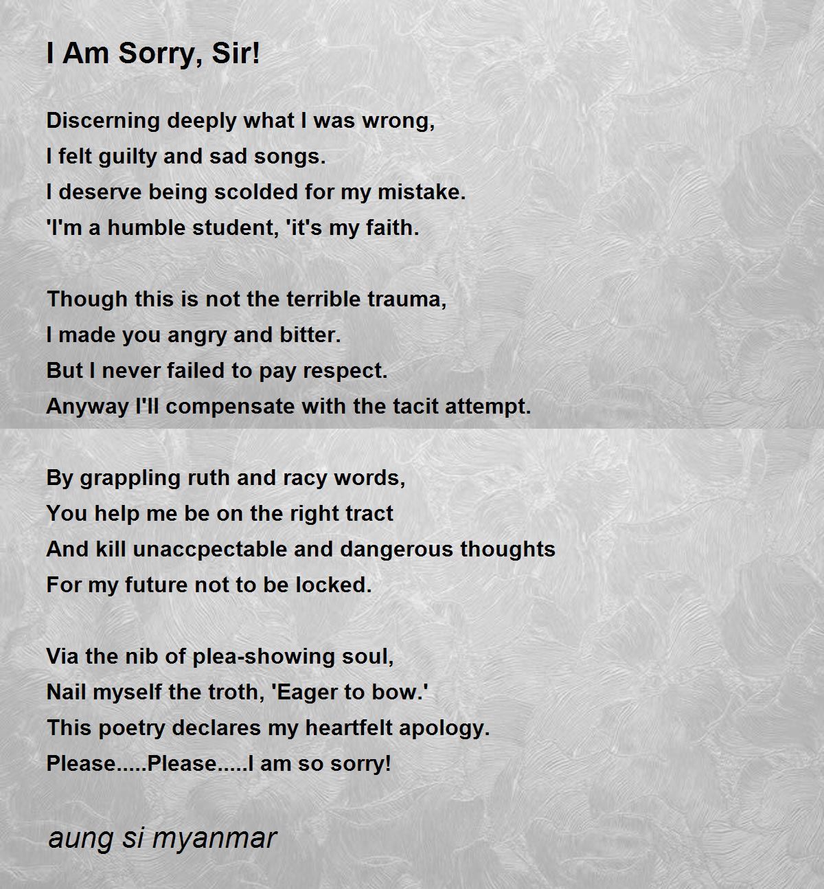 I Am Sorry, Sir! - I Am Sorry, Sir! Poem by aung si myanmar