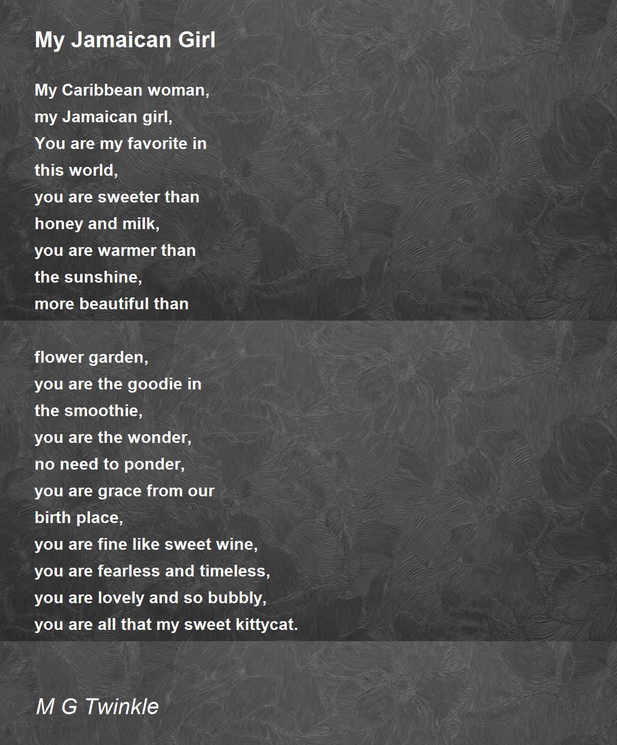 My Jamaican Girl - My Jamaican Girl Poem by M G Twinkle