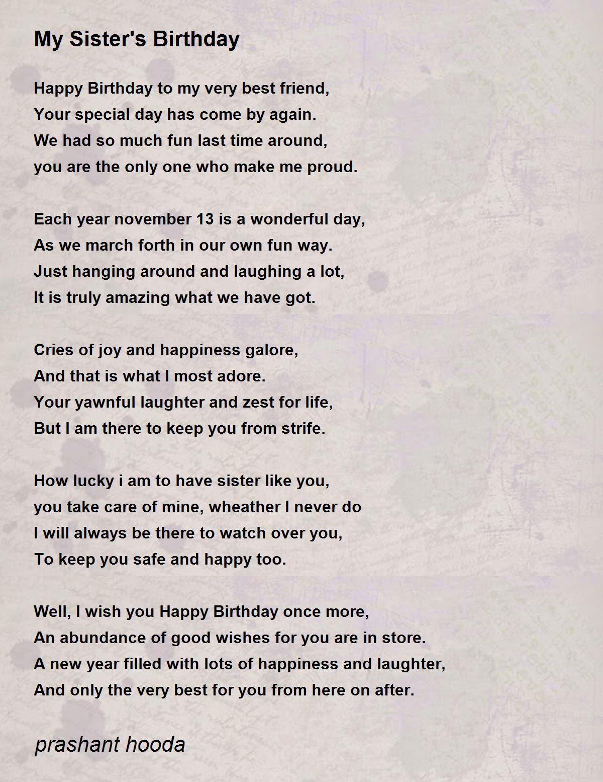 My Sister's Birthday - My Sister's Birthday Poem by prashant hooda