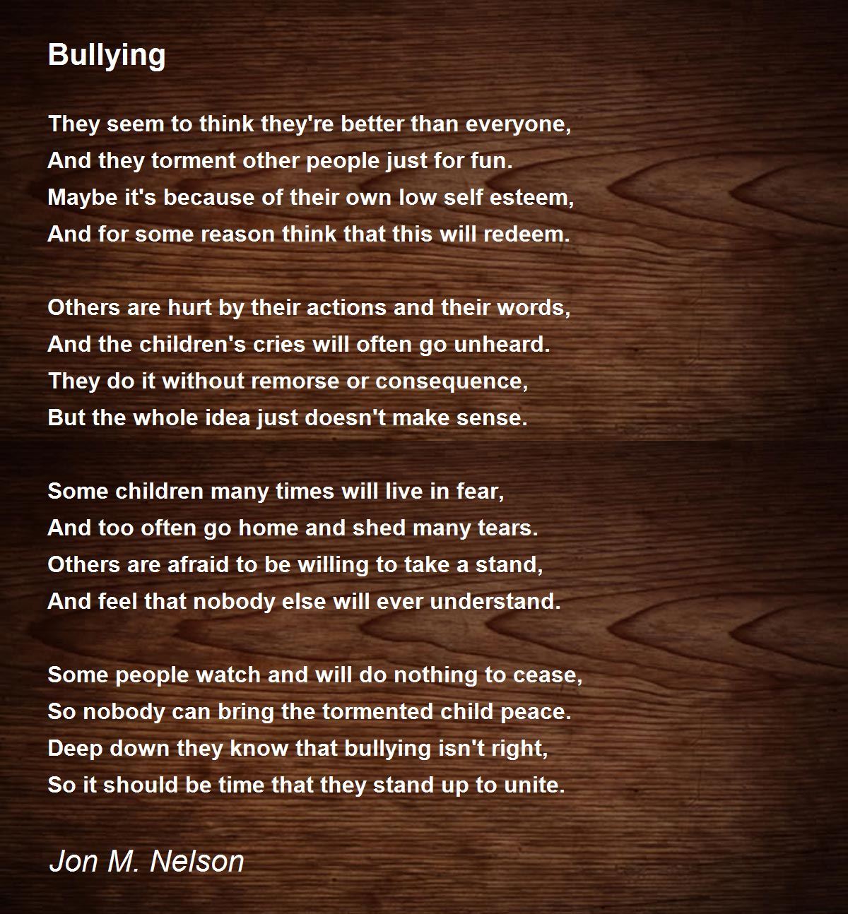 sad bullying poems