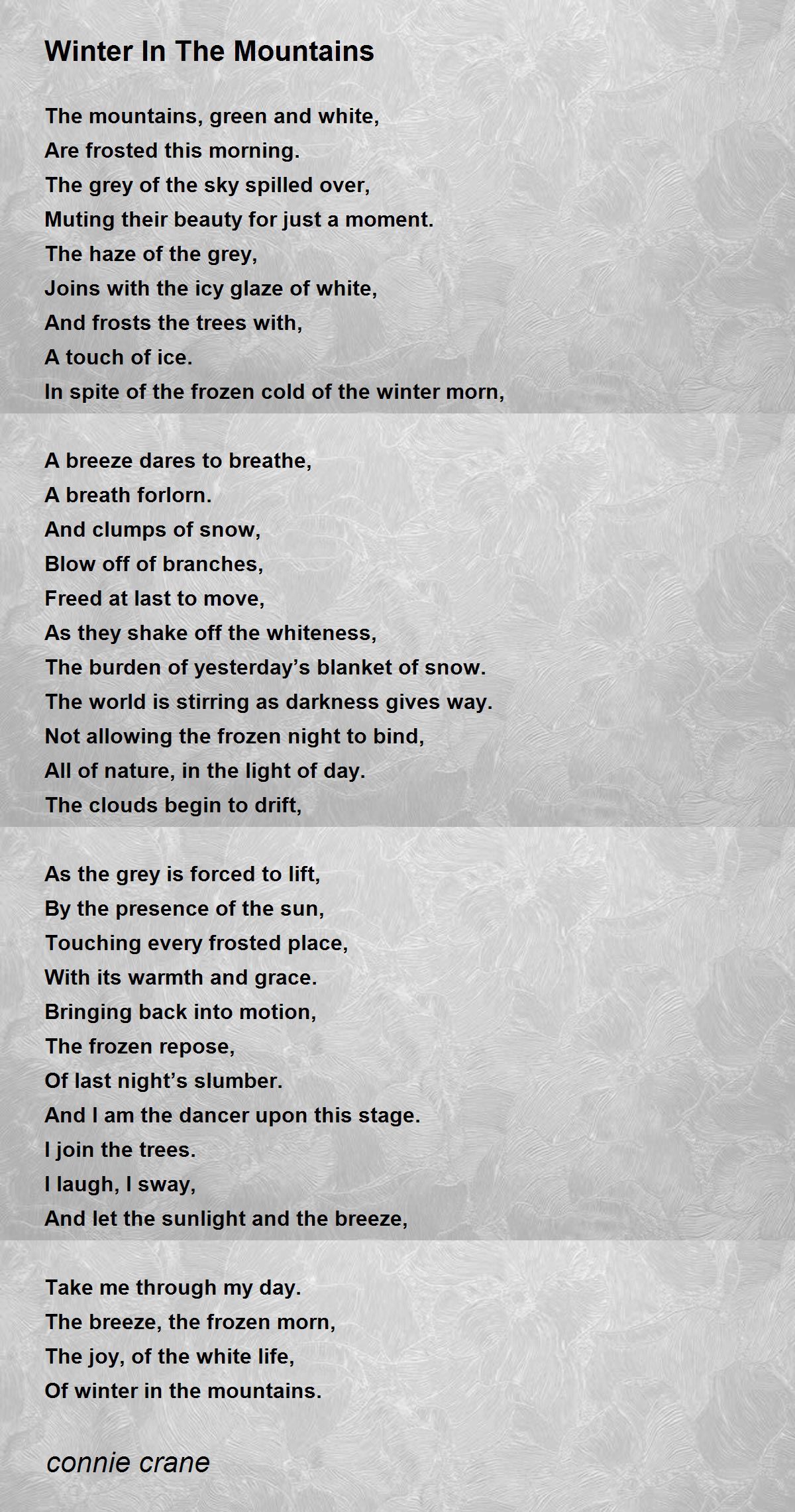 Winter In The Mountains - Winter In The Mountains Poem by connie crane