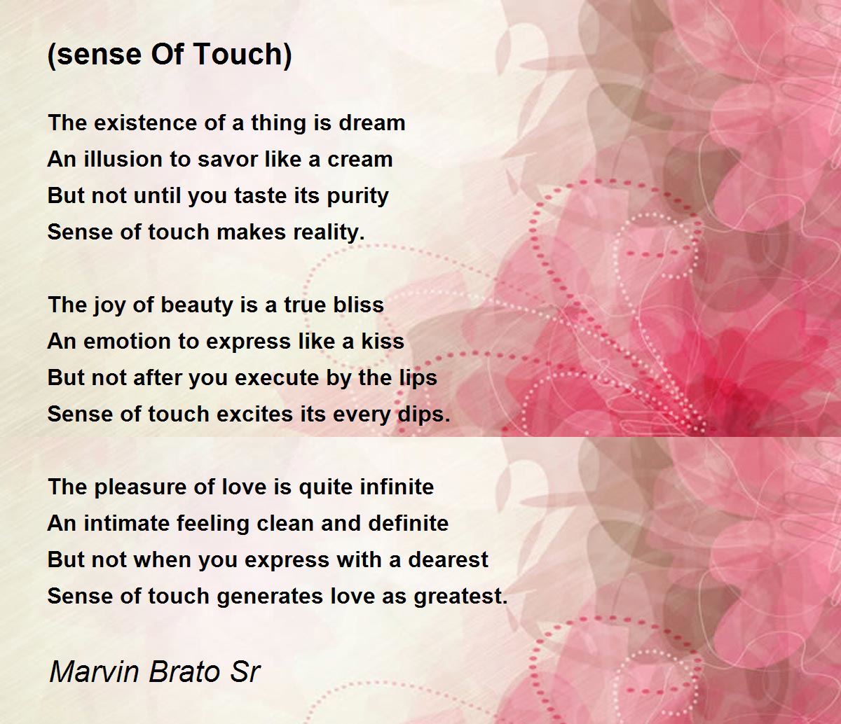 sense Of Touch) - (sense Of Touch) Poem by Marvin Brato Sr
