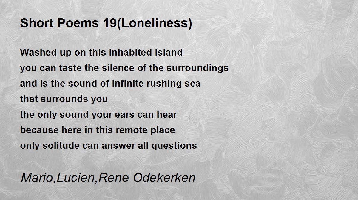 loneliness poems