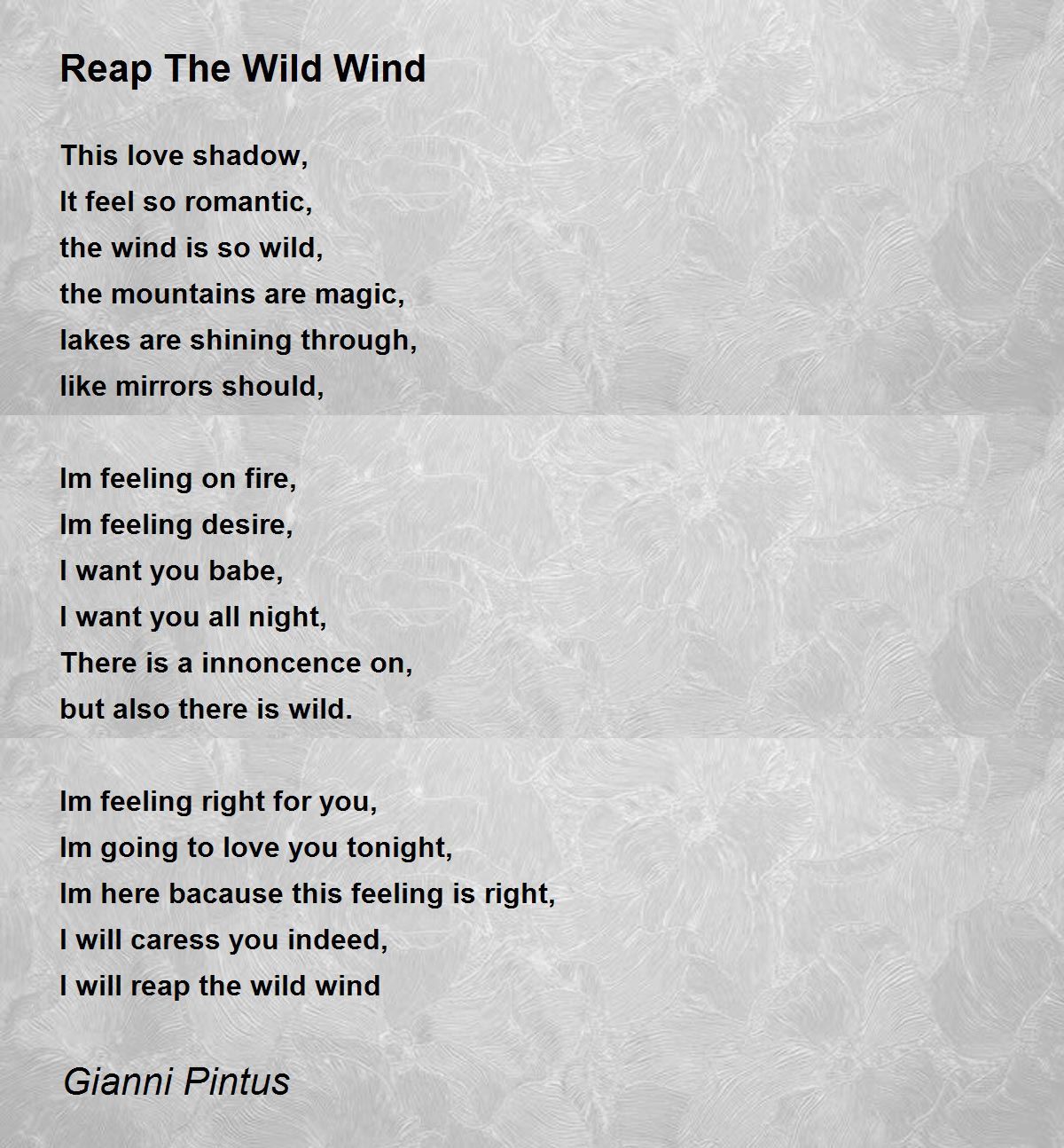 Reap The Wild Wind - Reap The Wild Wind Poem by Gianni Pintus