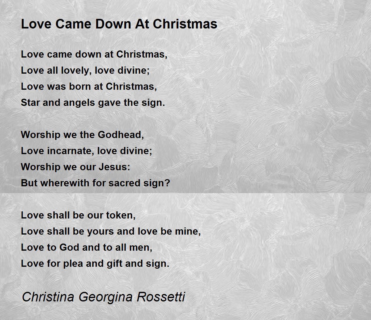 Love came down at christmas