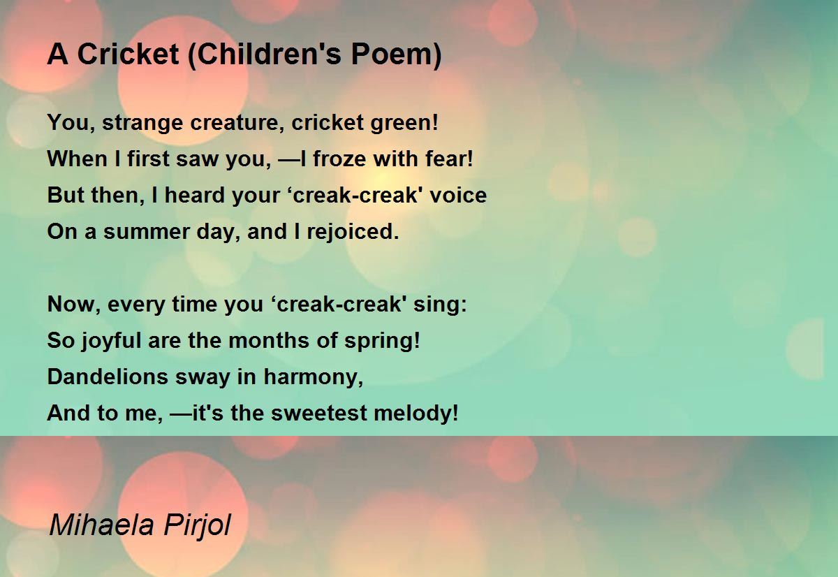 A Cricket Children S Poem