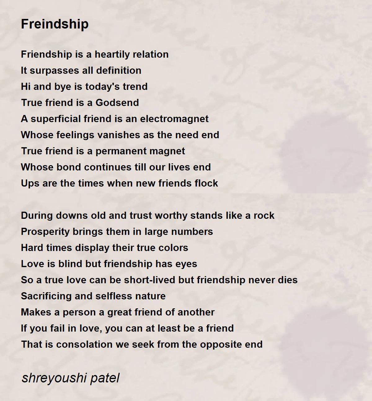 short poem about true friendship