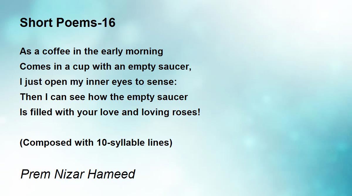 Short Poems 16 Poem By Prem Nizar Hameed