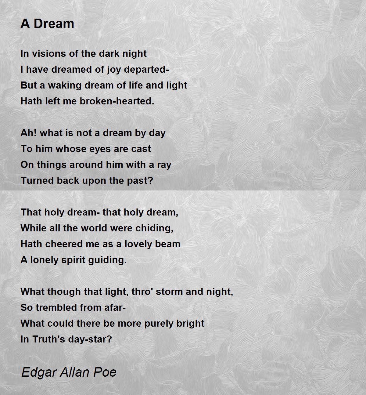 A Dream - A Dream Poem by Edgar Allan Poe