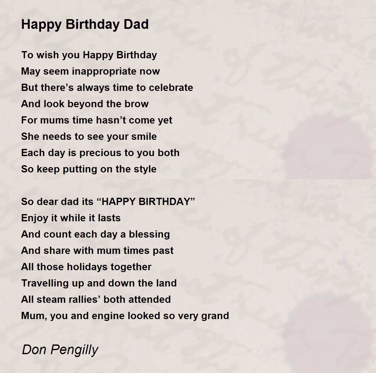 Birthday Wishes For Father Poem Infoupdate