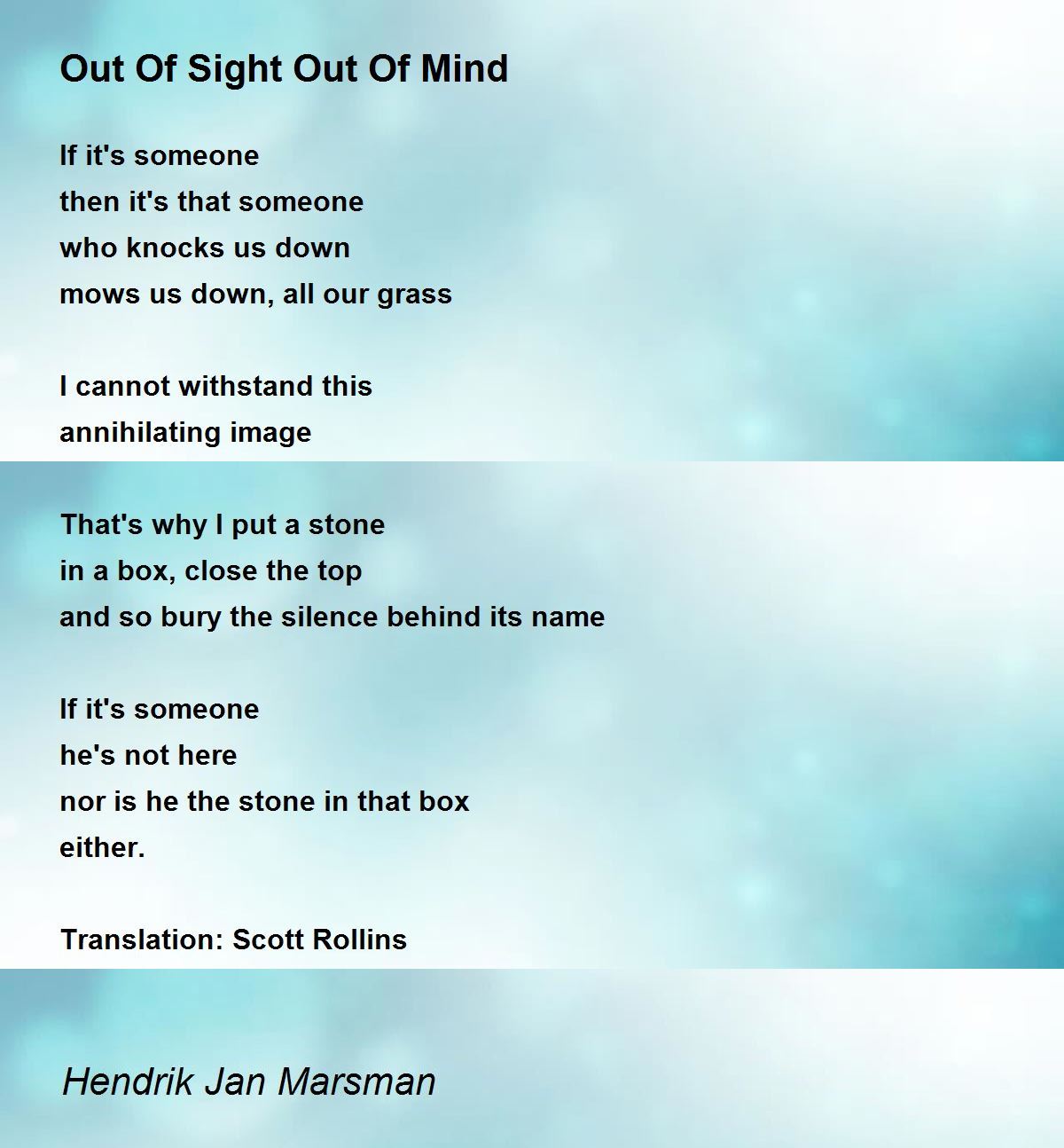 Out Of Sight Out Of Mind - Out Of Sight Out Of Mind Poem by Hendrik Jan  Marsman, image size:1200x1294