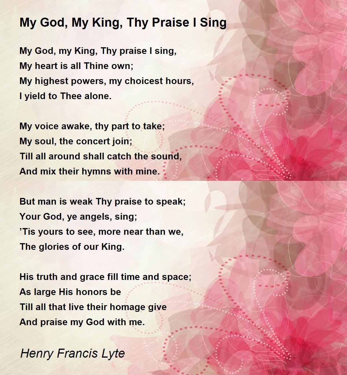 Old English Song Lyrics for My God, My King, Thy Various Praise