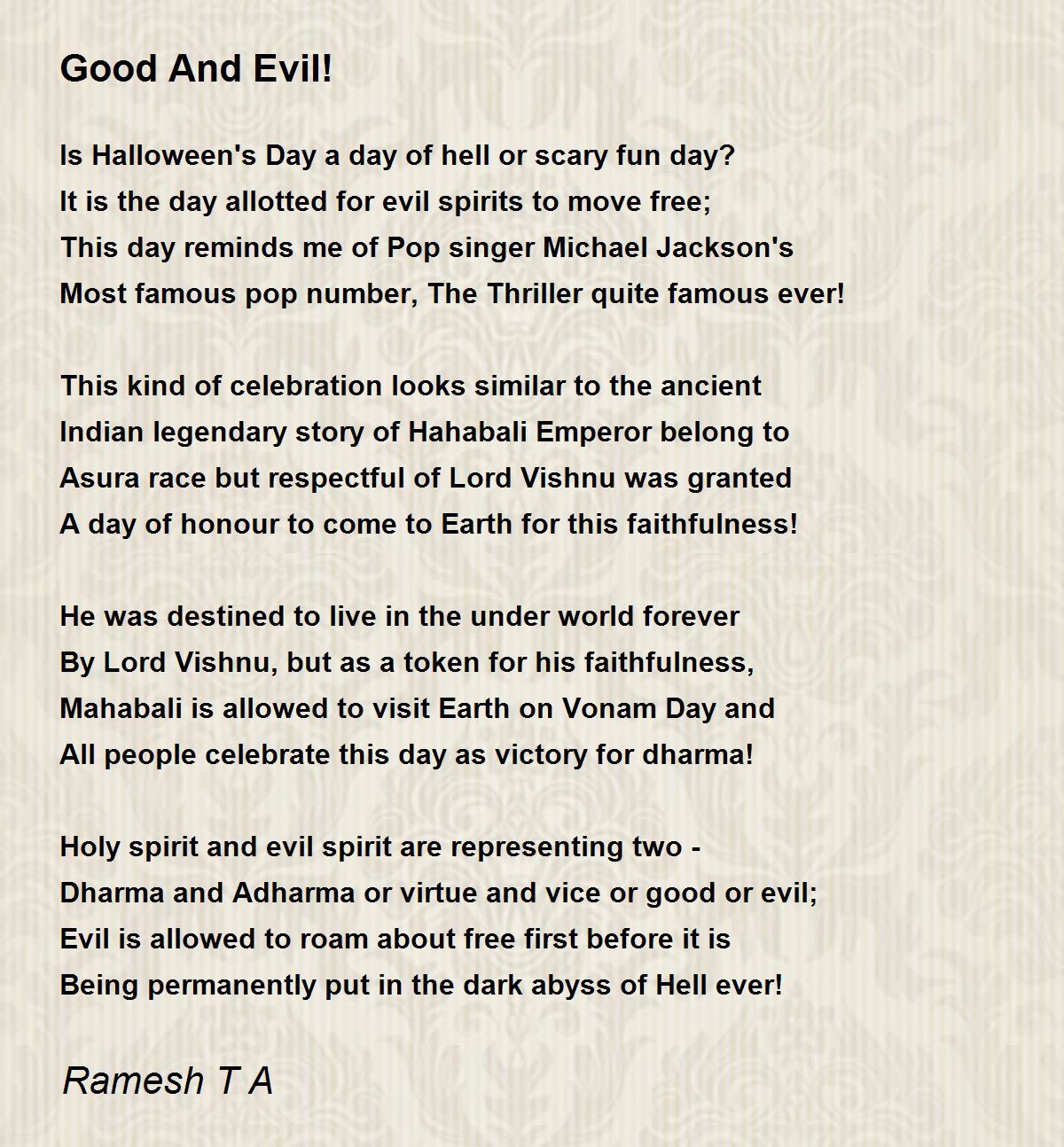 Evil Poem By Ramesh T A