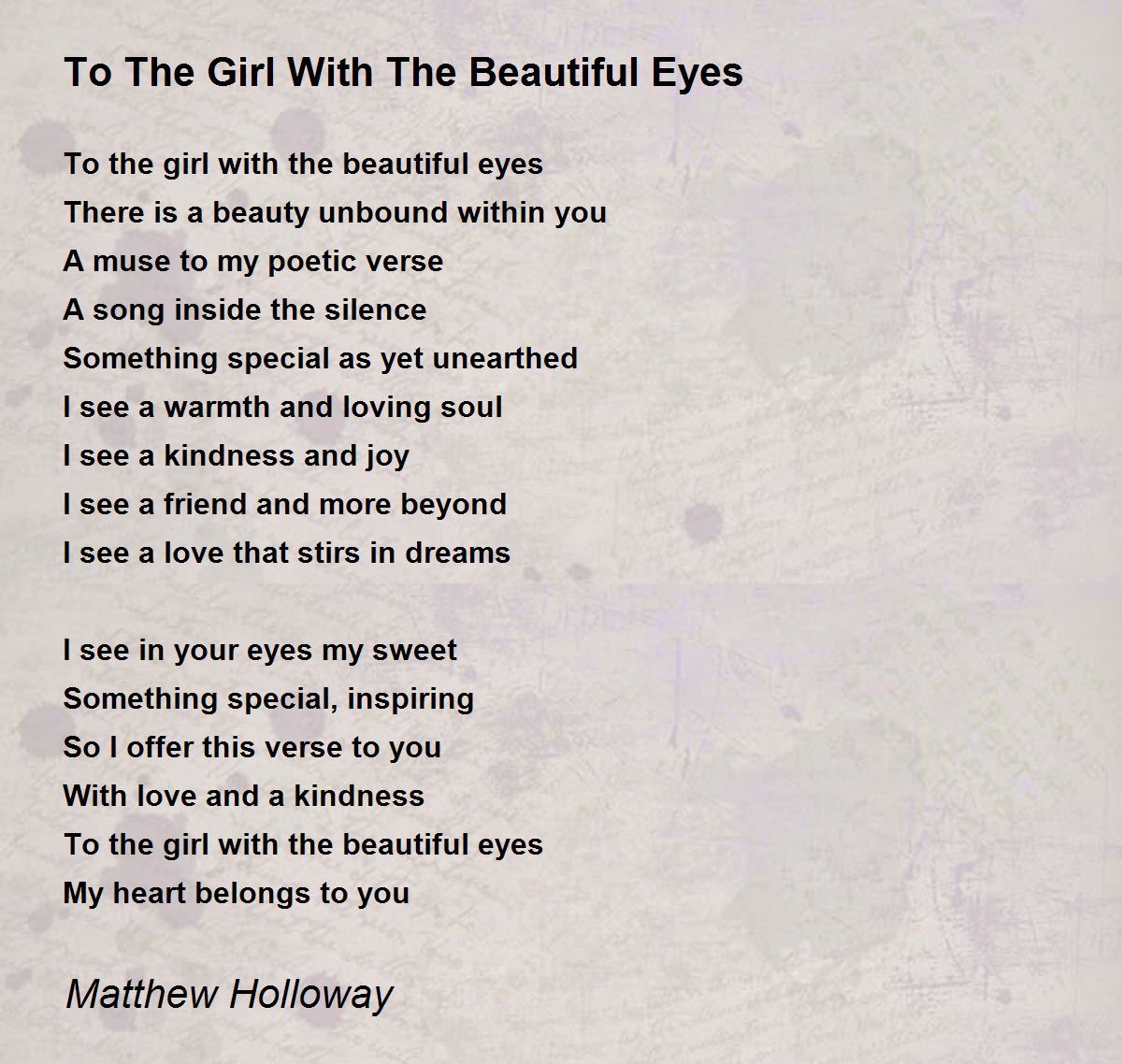 Beautiful Eyes Poem By Matthew Holloway