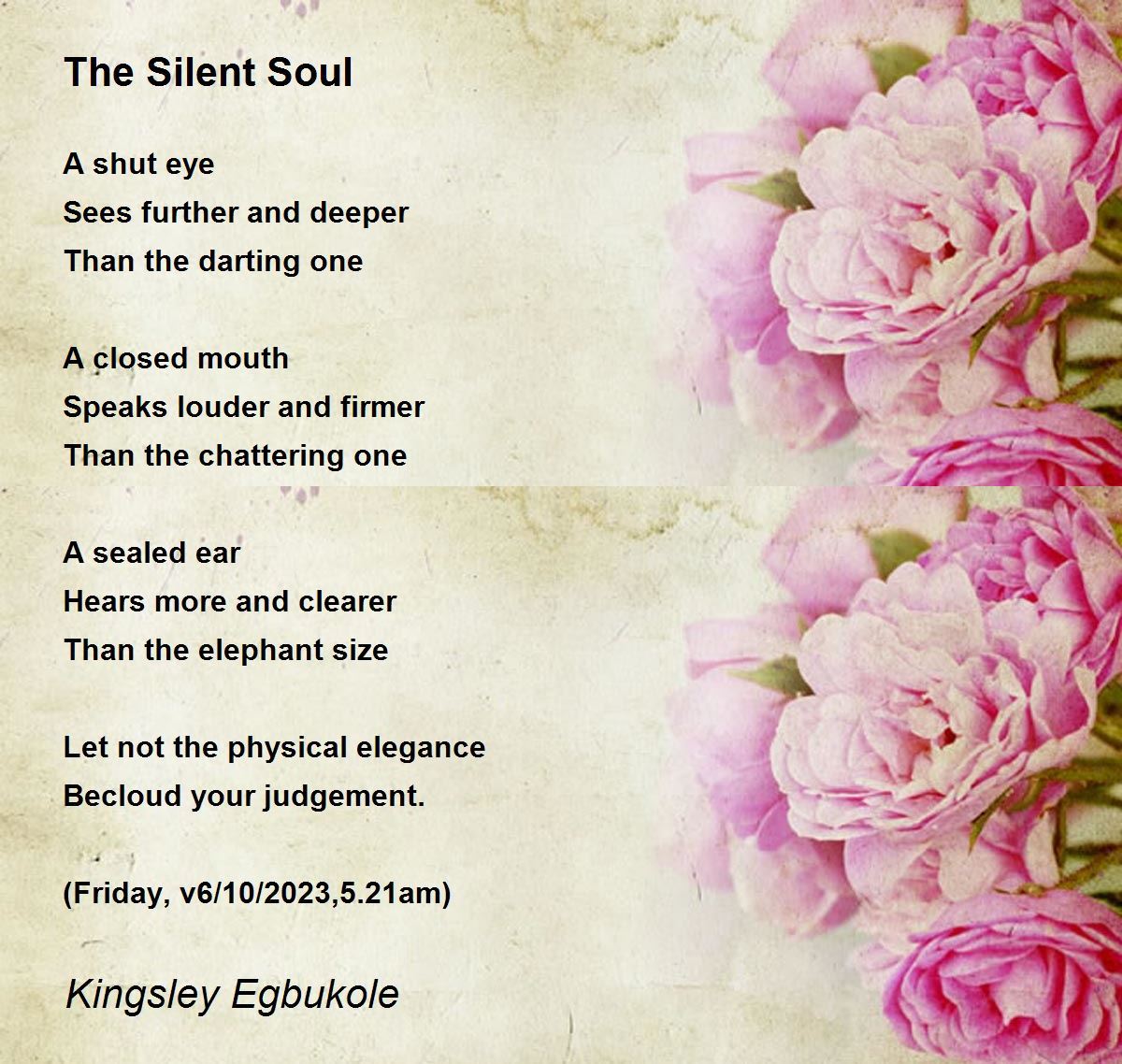 The Silent Soul - The Silent Soul Poem by Kingsley Egbukole