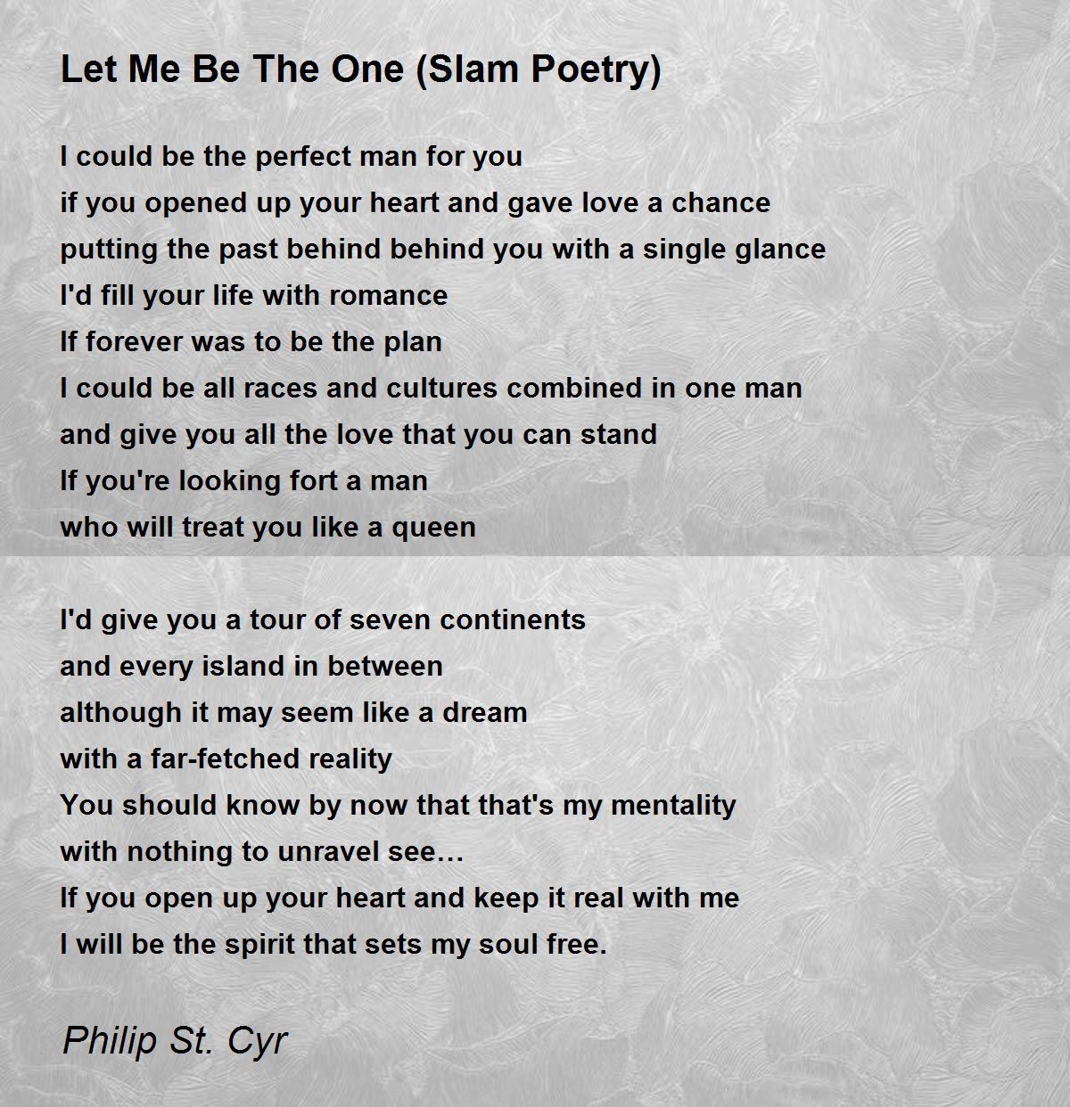 One Slam Poetry Poem By Philip St Cyr