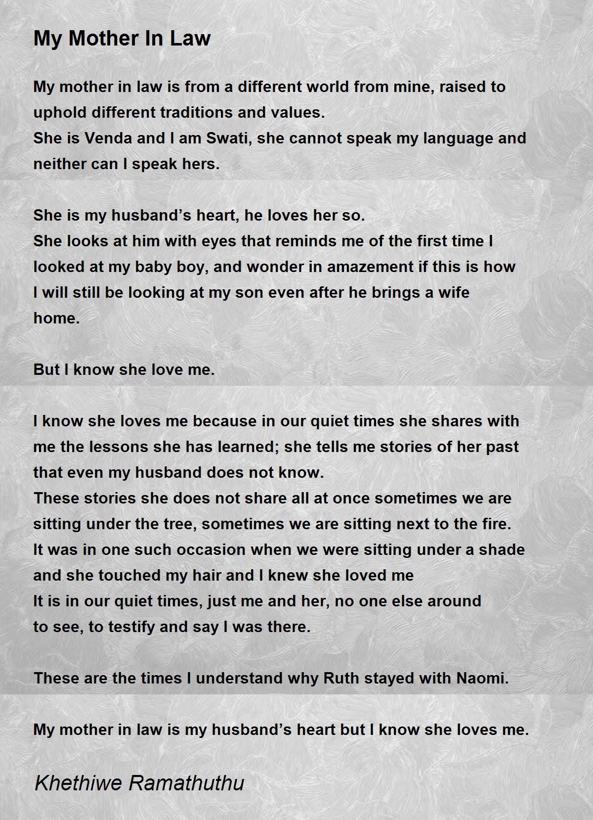 Poem For Ped Mother In Law In English Infoupdate