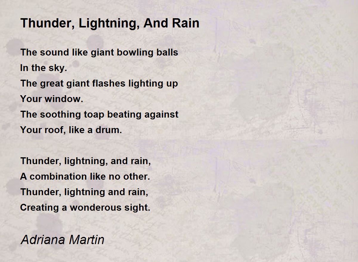 Thunder Lightning And Rain Poem By