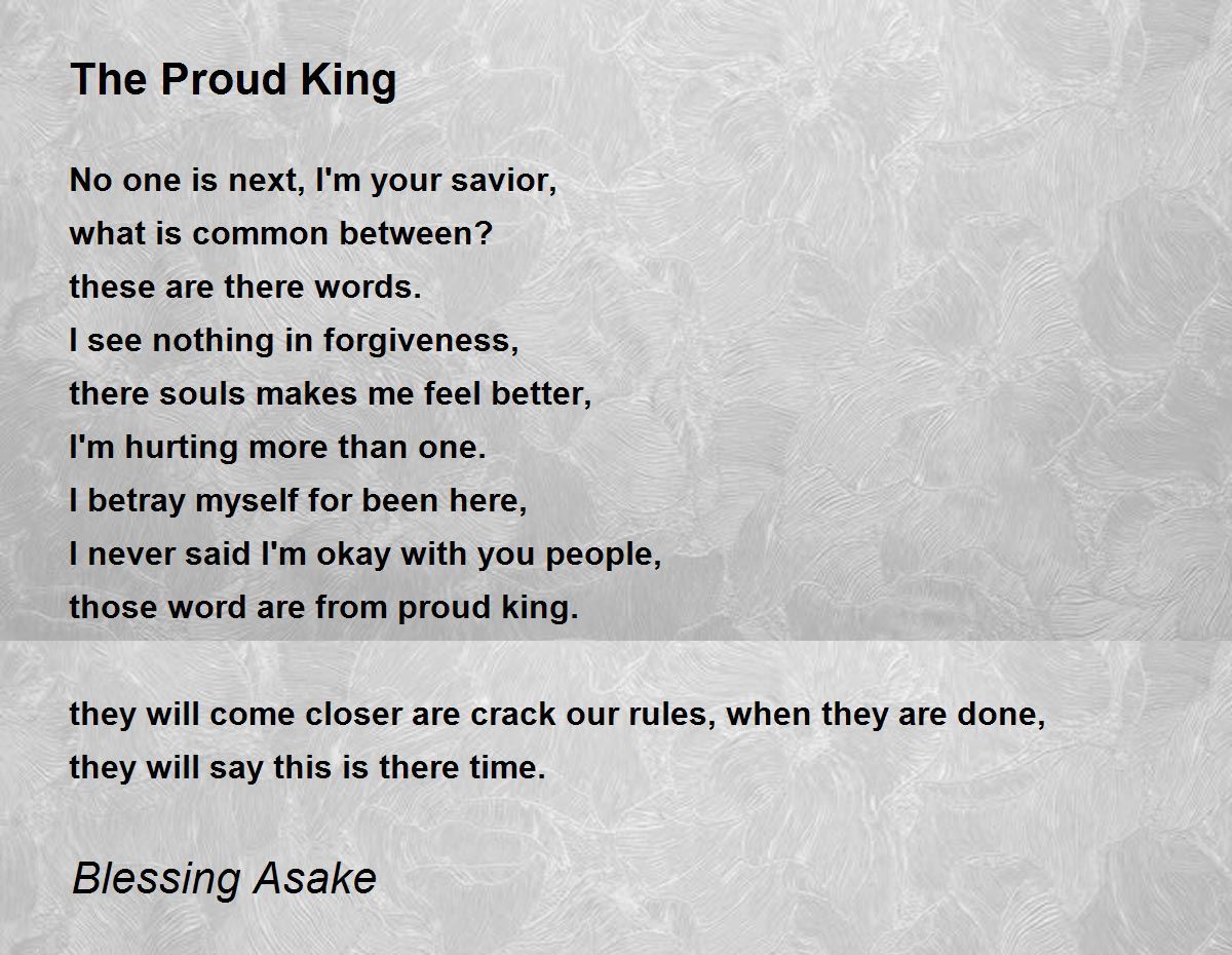 The Proud King Poem - Infoupdate.org