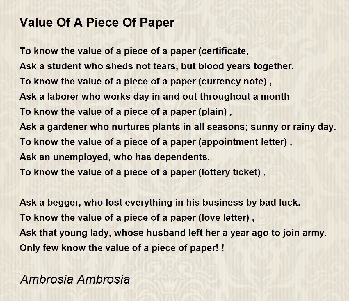 The Value Of The Pieces 