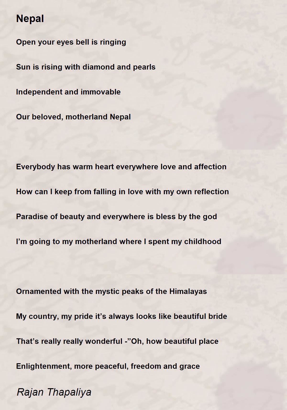 Nepal Poem By Rajan Thapaliya