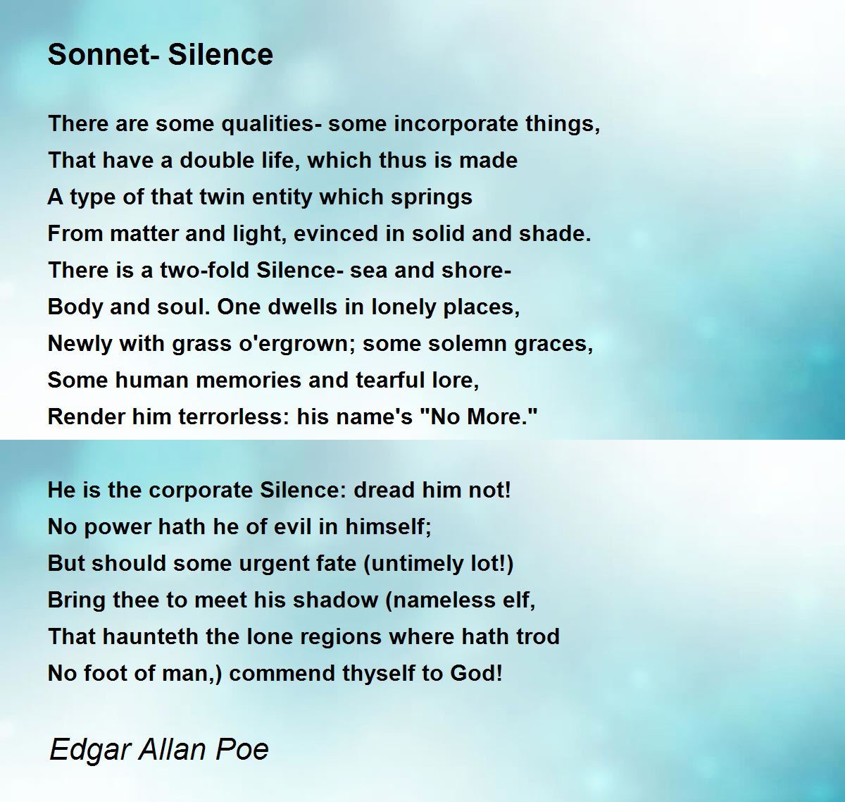 Sonnet- Silence - Sonnet- Silence Poem by Edgar Allan Poe