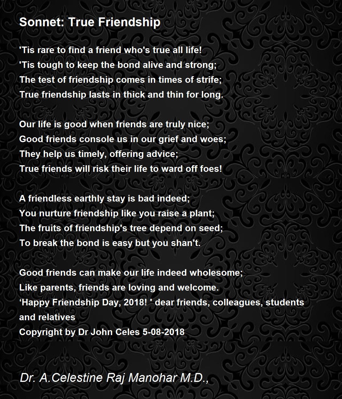 True Friendship Poem By Dr John Celes