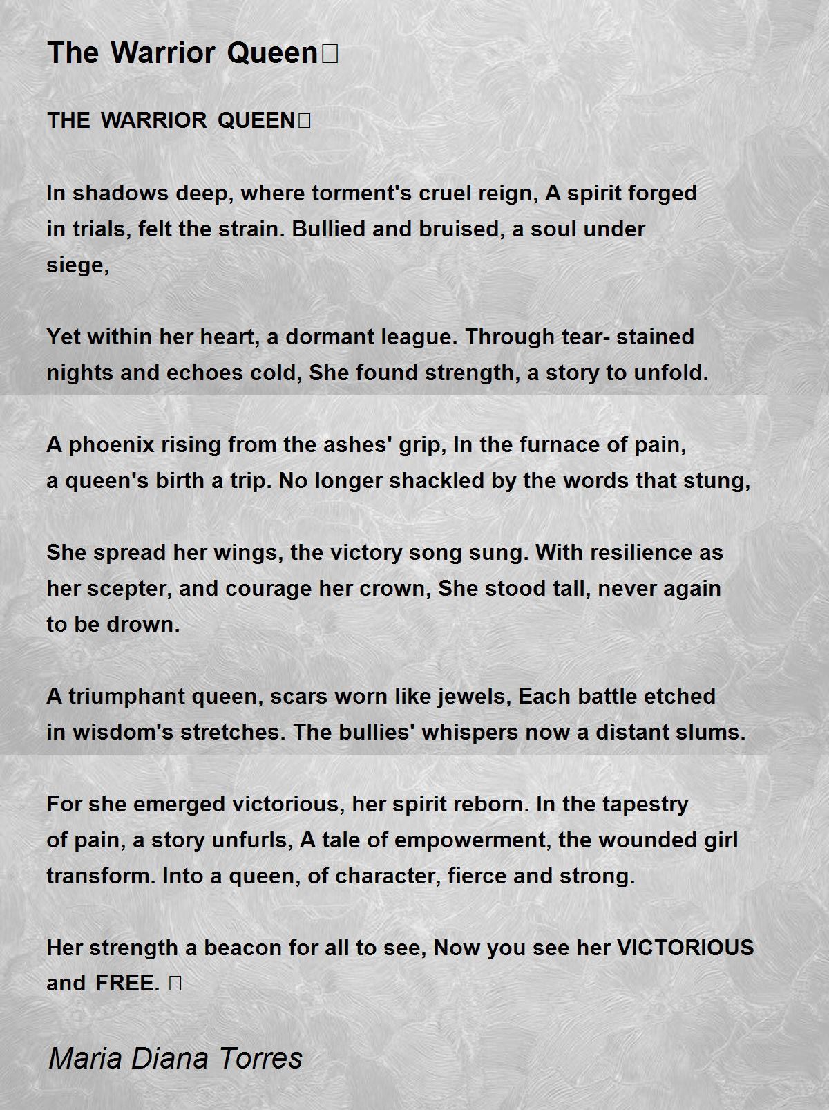 The Warrior Queen👸 - The Warrior Queen👸 Poem by Maria Diana Torres