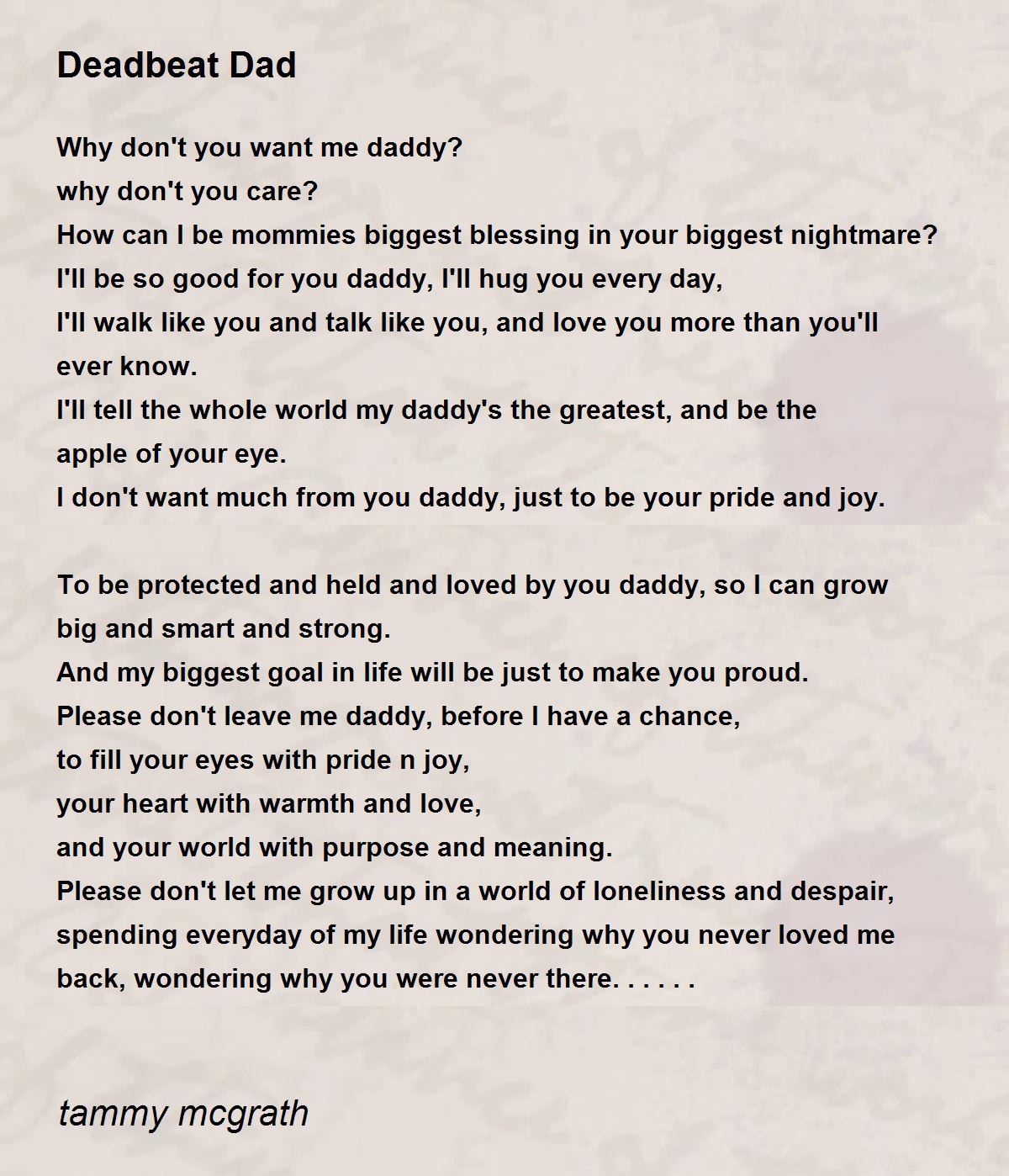 Deadbeat Dad Poems