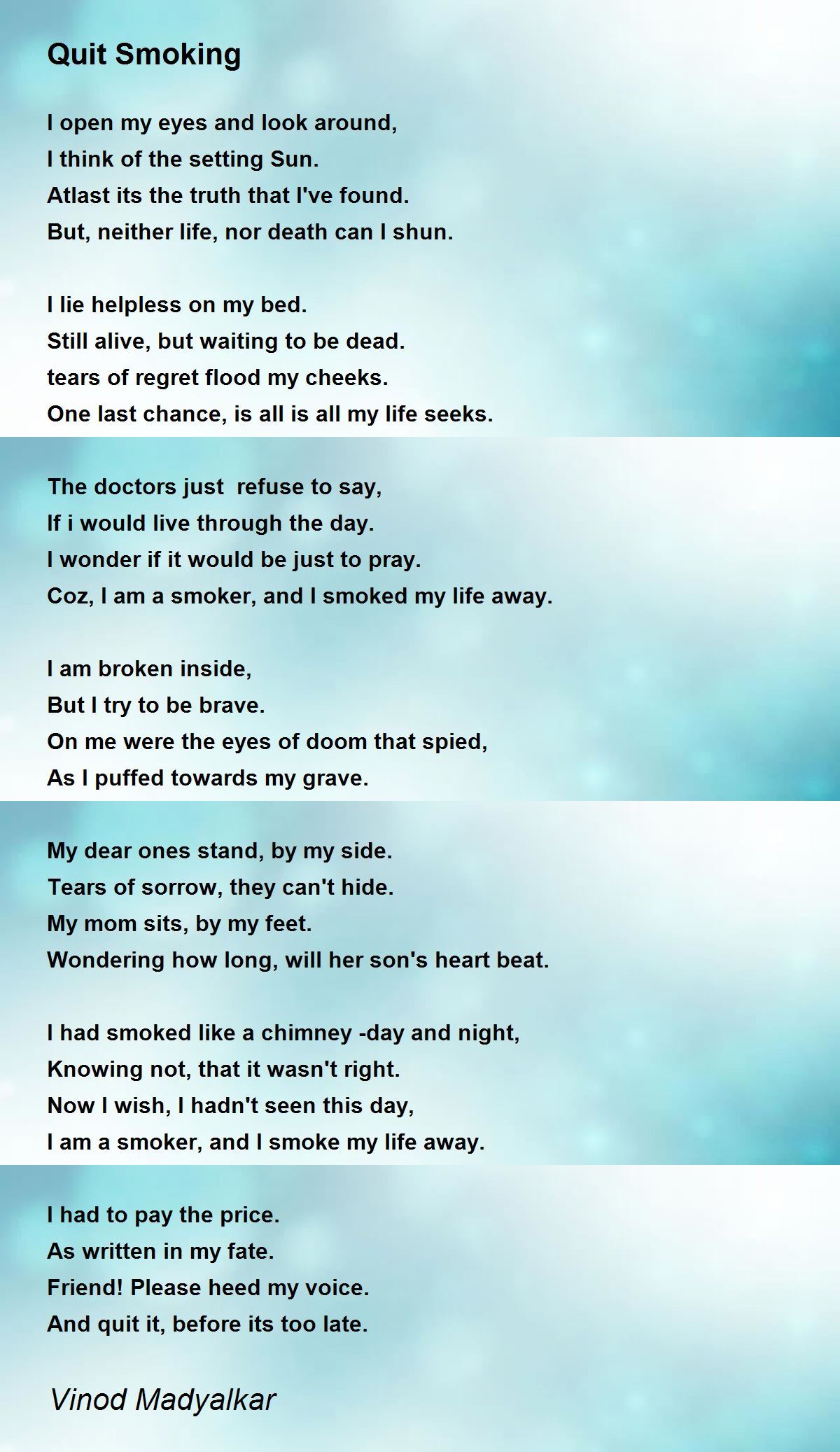 Quit Smoking - Quit Smoking Poem by Vinod Madyalkar