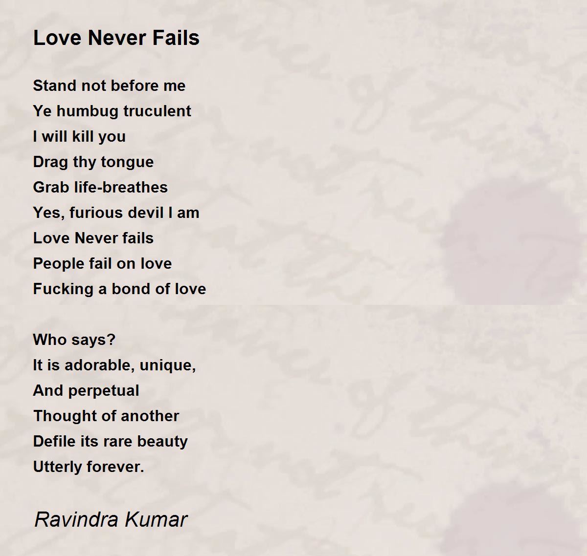 Your Love Never Fails - Your Love Never Fails Poem by JeT Campe
