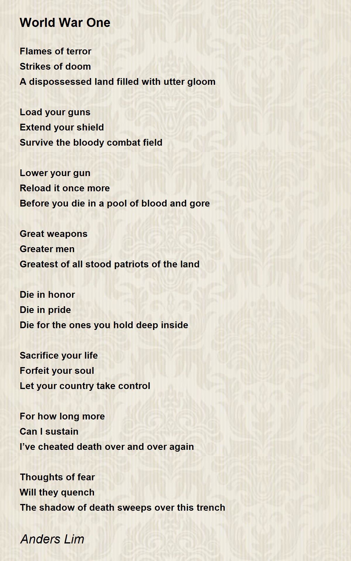 World War One Poem By Anders Lim