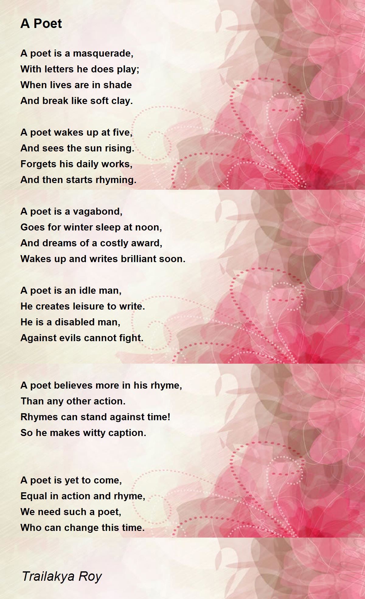 A - A Poet Poem Trailakya Roy