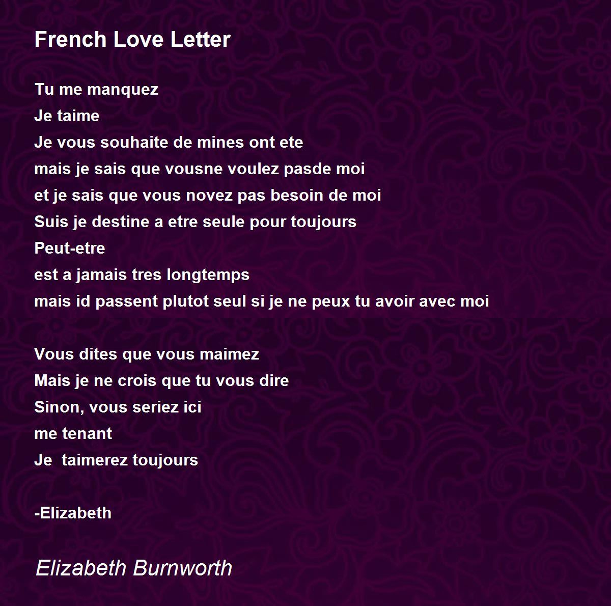 French Love Letter - French Love Letter Poem by Elizabeth Burnworth