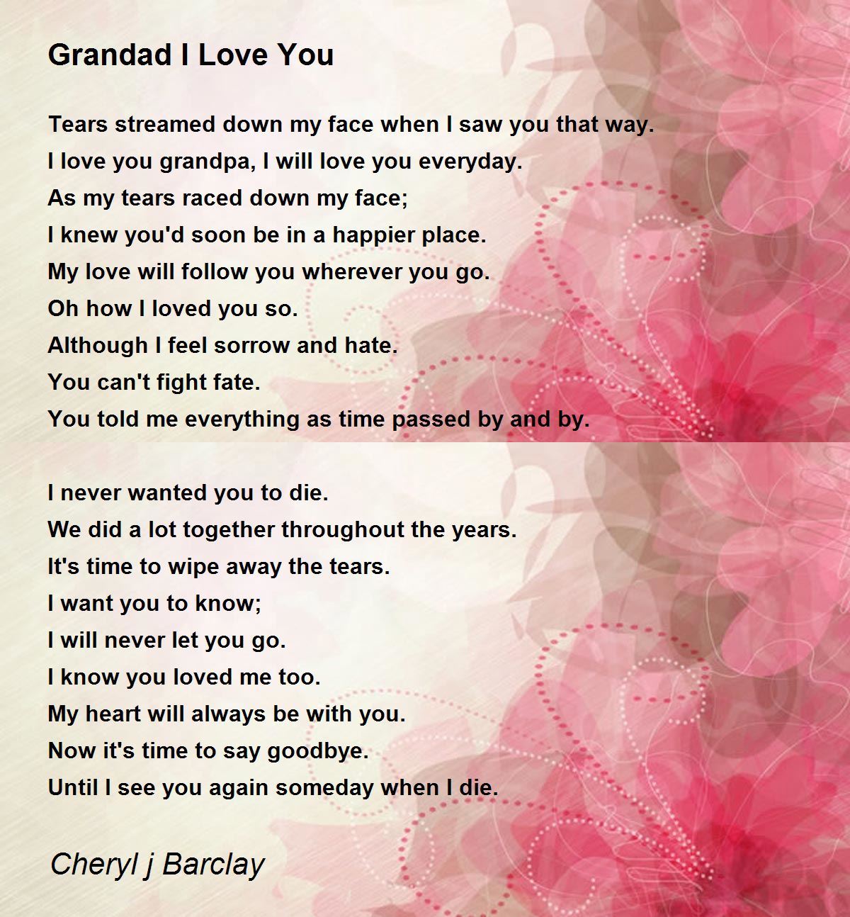 Grandad I Love You - Grandad I Love You Poem by Cheryl j Barclay