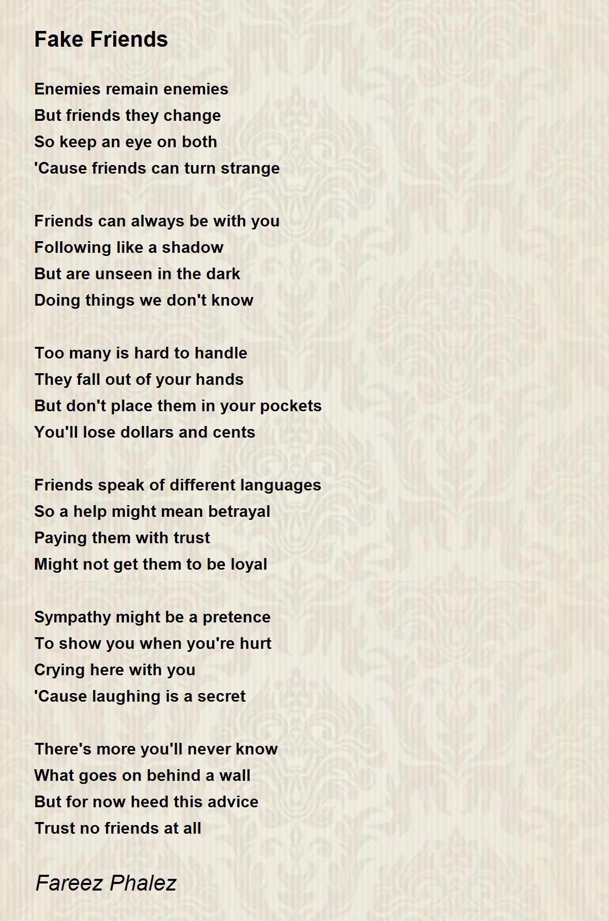 Fake Friends Real Friends Poem